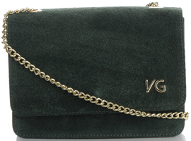 Vittoria Gotti Made in Italy Firmowe Torebki Skórzane Elegancka Listonoszka na łańcuszku Butelkowa Zieleń (kolory)