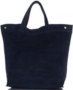 Torebki Skórzane Włoski ShopperBag w rozmiarze XL firmy Vera Pelle Granatowe (kolory)