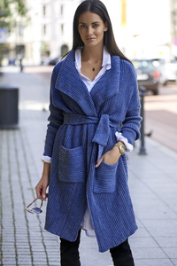 Sweter płaszczyk z paskiem ns21