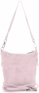 Torebki Skórzane Listonoszki firmy Genuine Leather Pudrowy Róż
