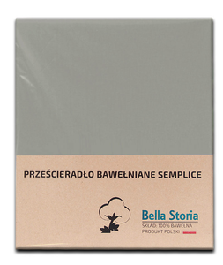 Prześcieradło bawełniane szare Semplice 120x210