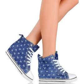 Sneakersy - Ciemny Jeans - Modne Przetarcia
