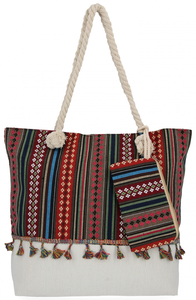 Modne Torebki Damskie Boho Style w rozmiarze XL Bordowo Biała (kolory)