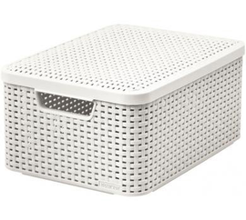KOSZYK RATTAN STYLE M 18L z pokrywą kremowy
