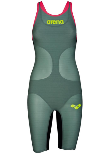 ARENA CARBON AIR KNEESKIN DARK GREEN-FLUO RED