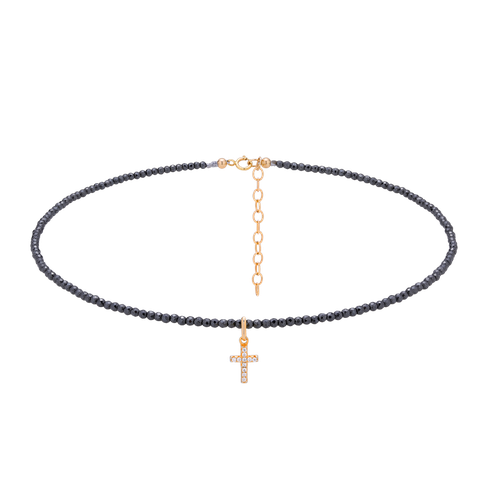 Choker Hematyt&Krzyżyk
