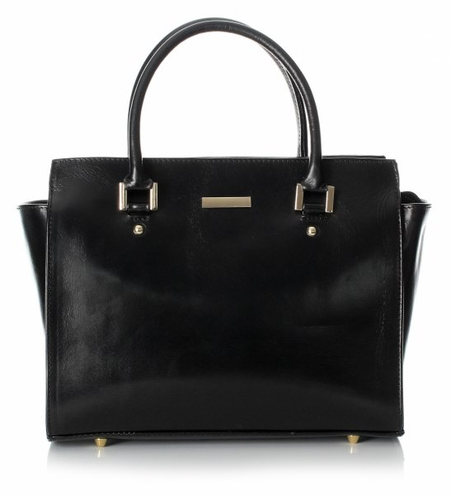Modny Kufer Skórzany Genuine Leather made in italy Czarny