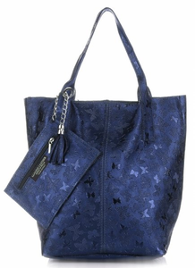 Uniwersalne Torebki Skórzane ShopperBagi firmy Genuine Leather Czarne