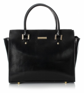 Modny Kufer Skórzany Genuine Leather made in italy Czarny