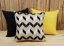 Zestaw 3 poszewek bawełnianych Geometric Yellow + żółty + czarny 40x40