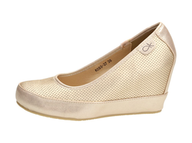 Złote czółenka damskie, koturny VICES 6089-37
