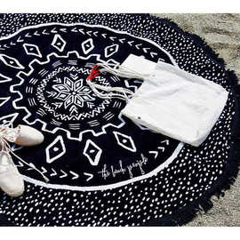 Ręcznik plażowy okrągły BOHO MANDALA BLACK REC18