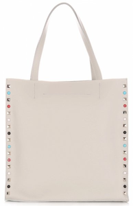 Modne Torebki Skórzane ShopperBag Firmy Genuine Leather Jasno Szare