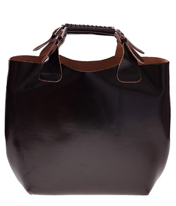 Torebka skórzana Shopperbag z kosmetyczką Czekoladowa (kolory)