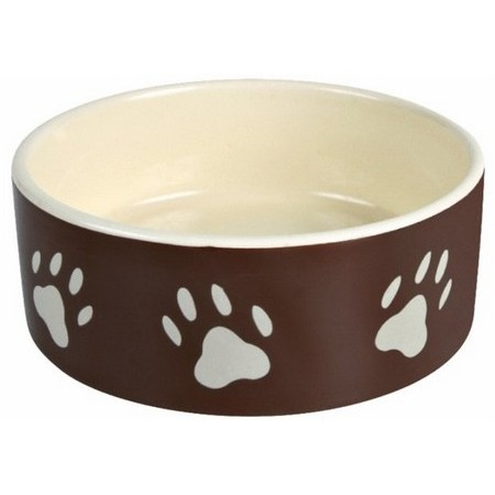 Trixie Miska ceramiczna brązowa w beżowe łapki 1,4L/20cm