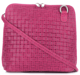 Torebki Skórzane Listonoszki w rozmiarze S firmy Genuine Leather Fuksjowe (kolory)