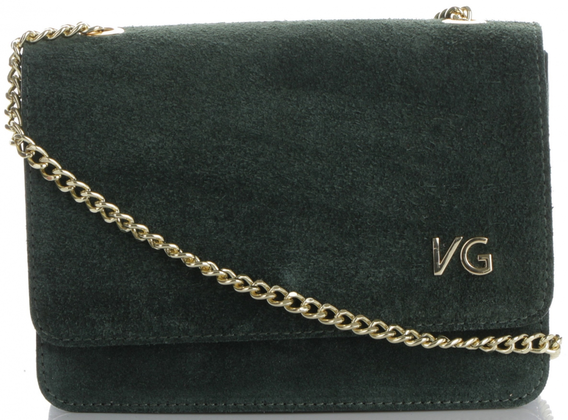 Vittoria Gotti Made in Italy Firmowe Torebki Skórzane Elegancka Listonoszka na łańcuszku Butelkowa Zieleń (kolory)
