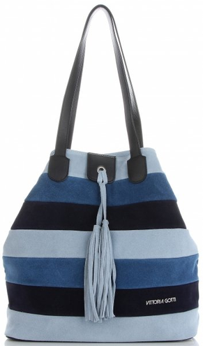 Torebki Skórzane ShopperBag firmy VITTORIA GOTTI Multikolorowe Niebieskie (kolory)