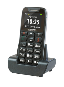 EVOLVEO Easyphone telefon komórkowy dla seniorów ze stojakiem do ładowania Czarny