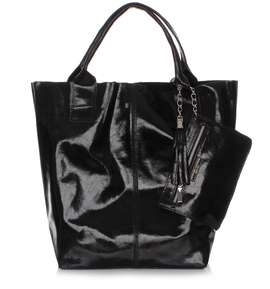 Elegancki Shopperbag Genuine Leather Lakierowana Skóra Czarna (kolory)