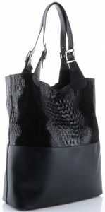 Damskie Torebki Skórzane ShopperBag firmy Genuine Leather Czarne (kolory)