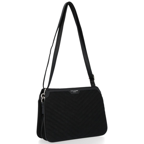 David Jones Firmowe Torebki Damskie Eleganckie Trzykomorowe Listonoszki Czarna (kolory)