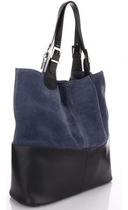 Torebka Skórzana Ekskluzywny Shopper bag Jeans