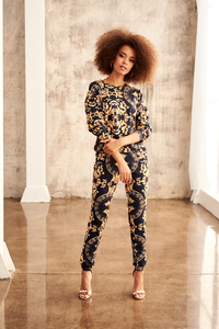 SPODNIE  PRINT GOLD BAROCUE  ILM