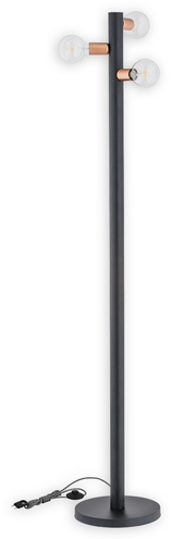 Foco lampa podłogowa 3 pł. / czarny matowy + miedź