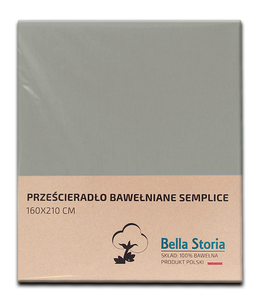 Prześcieradło bawełniane szare Semplice 160x210