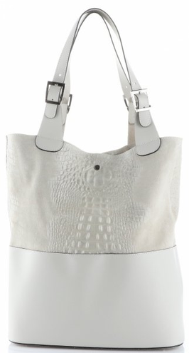 Damskie Torebki Skórzane ShopperBag firmy Genuine Leather Jasno Szare (kolory)