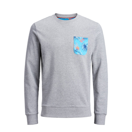 Jack & Jones "Jorfloral Pocket Sweat" Light Grey Melange