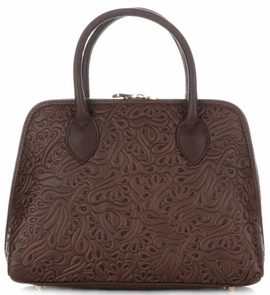 Eleganckie Torebki Skórzane Kuferki firmy Genuine Leather Czekoladowe