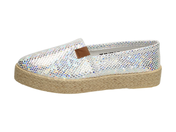 SLIP ON Srebrne tenisówki damskie WISHOT 182