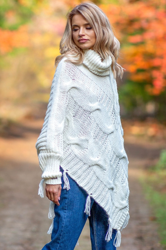Poncho z frędzlami fb601