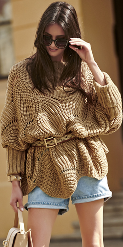 Sweter NUMINOU NU_S51 - Orzechowy