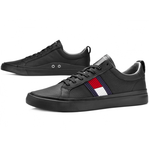 Buty Tommy hilfiger Flag detail leather sneaker > fm0fm01712 990