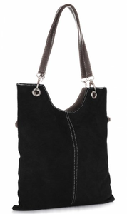 Włoskie Torebki Skórzane GENUINE LEATHER Czarne