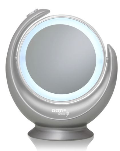 Gotie Lusterko LED GMR-319 - z chromowaną ramką i włącznikiem - dwustronne - obrotowe - dostępne od ręki