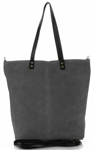 Torebki Skórzane typu ShopperBag firmy Vera Pelle Szare