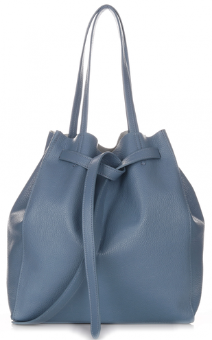 Włsokie Torebki Skórzane ShopperBag z Kosmetyczką firmy Genuine Leather Niebieska (kolory)