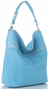 Torebki Skórzane ShopperBag firmy Genuine Leather Błękitne (kolory)