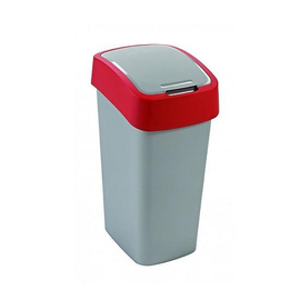 Kosz na smieci Flip Bin 50L srebrny/czerwony