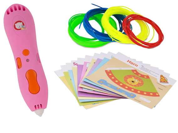 Lionelo Fantasy Pen 3D - różowy - wkłady ABS - drukarka 3D - kreatywne spędzanie czasu - 10 szablonów i wkłady o długości 20metrów - dostępne od ręki