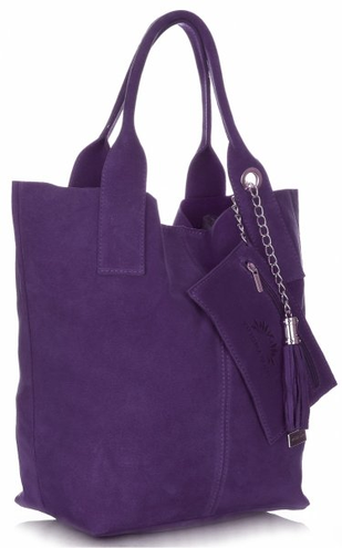 Torebki Skórzane Typu ShopperBag VITTORIA GOTTI Śliwka