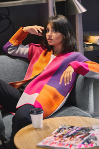 Geometryczny sweter kardigan bk011
