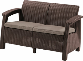 Meble ogrodowe sofa 2-osobowa CORFU brąz/c.beż