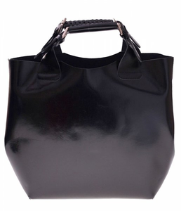 Torebka Skórzana typu Shopperbag + Kosmetyczka Produkt Włoski czarna