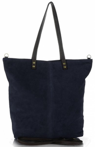Torebki Skórzane typu ShopperBag firmy Vera Pelle Granatowe