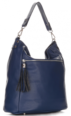 Włoskie Torebki Skórzane Na co Dzień firmy Genuine Leather Granatowe (kolory)